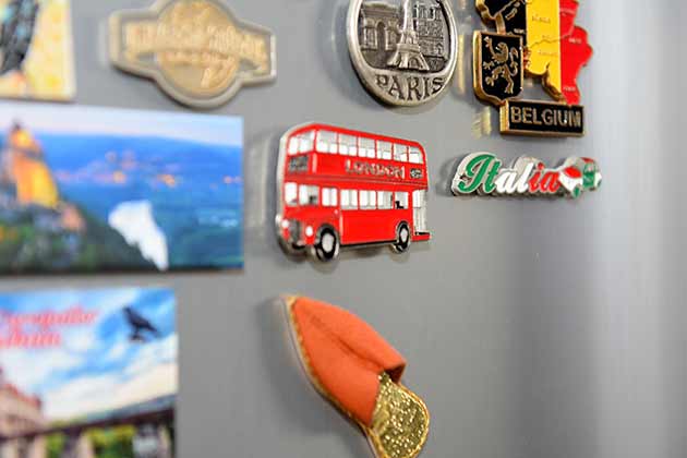 Cluttered Refrigerator Door