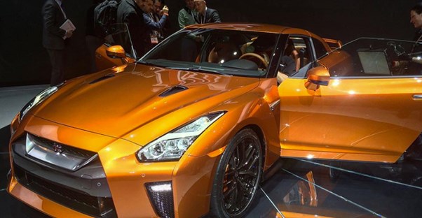 a 2017 nissan gt-r on a showroom floor