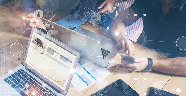 a concept image of connected computers symbolizing big data analytics training