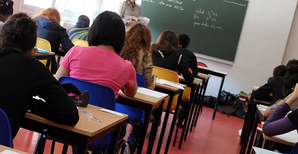 a traditional classroom symbolizing the concept of a virtual charter school