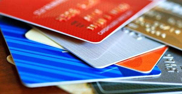 Stack of credit cards of all types