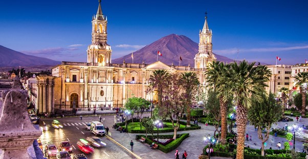 a city square in peru