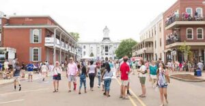 a crowd of people in the oxford mississippi square
