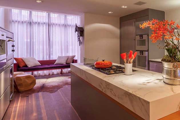 Orange Accents with Natural Wood