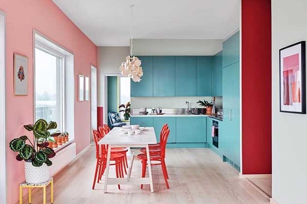 Red, Pink, Blue, and Yellow