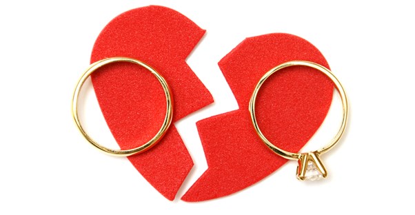 Broken heart at the end of a divorce