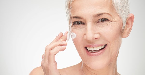 woman with cream on face