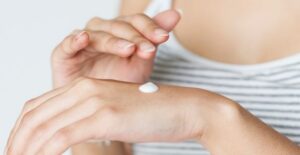 woman using cream