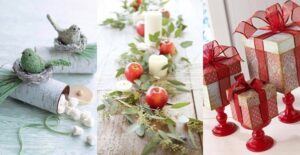 Collage of three different centerpieces