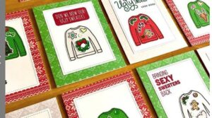 Flat lay of christmas cards