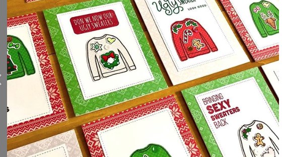 Flat lay of christmas cards