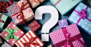 gifts with a question mark in center