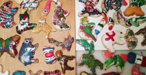collage of poorly decorated christmas cookies