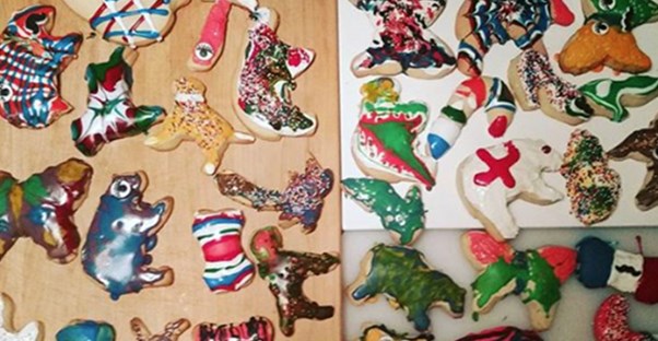 collage of poorly decorated christmas cookies