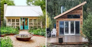 collage of two tiny homes