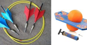 lawn darts and pogo ball
