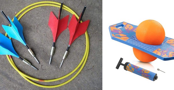 lawn darts and pogo ball