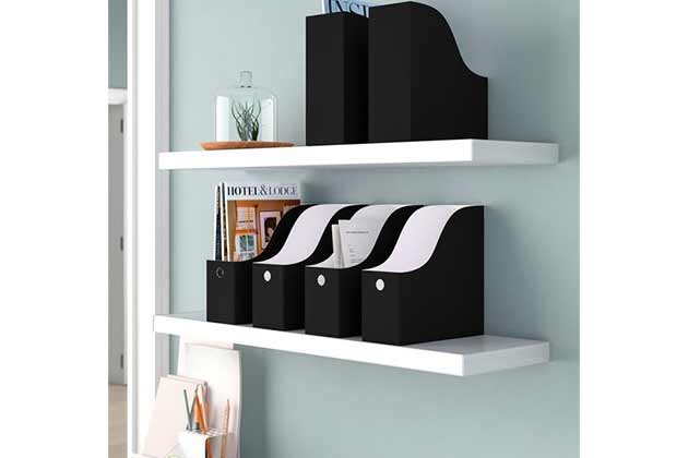 Put papers in magazine file holders.