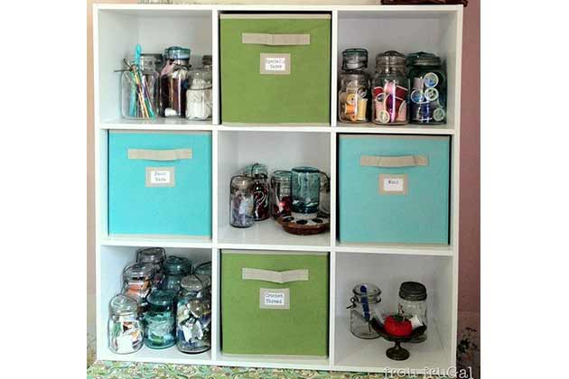 Get cubby holes and storage bins.