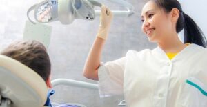 Dentist smiling at patient