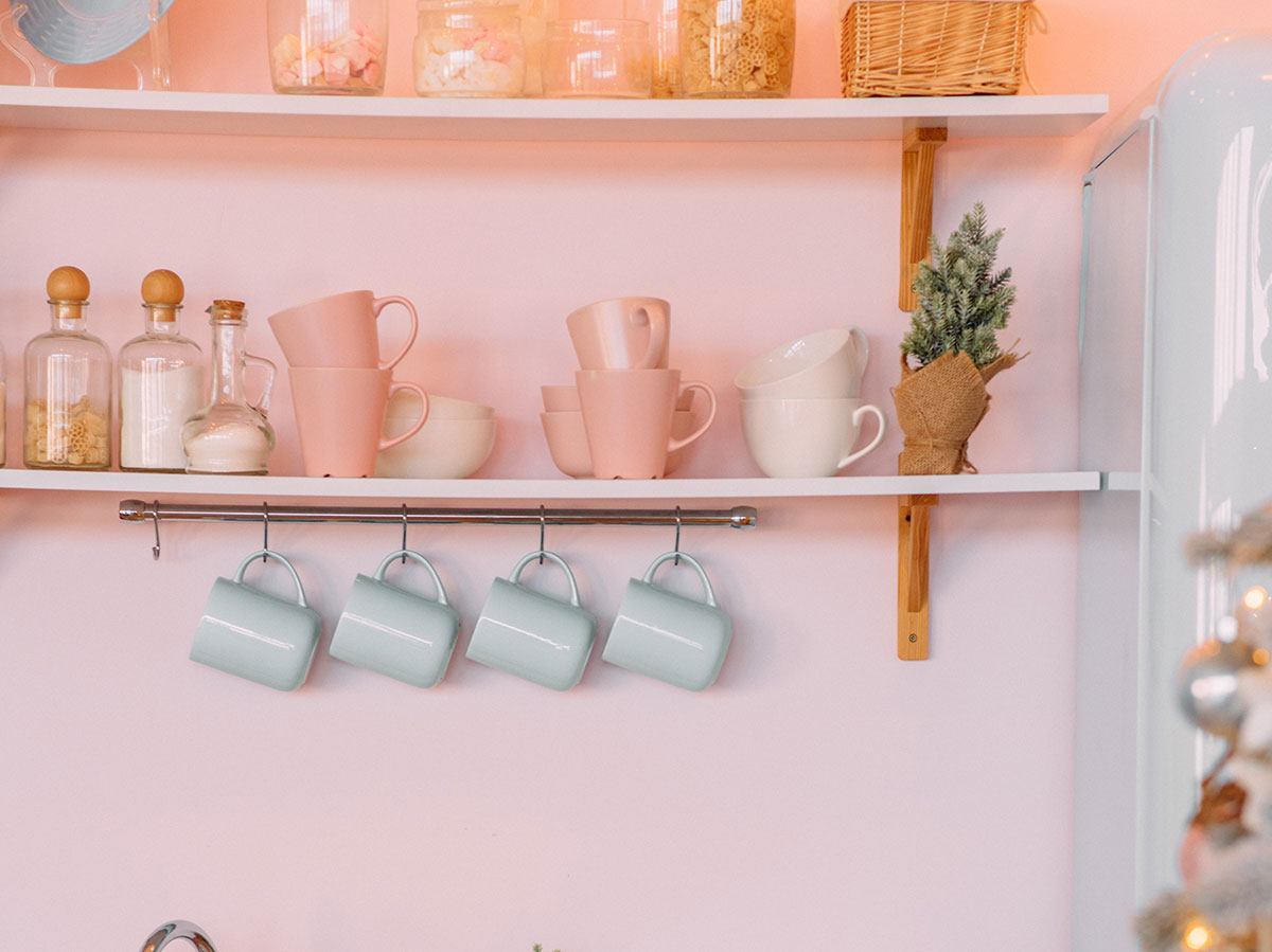 Hang a Coat Rack to Show Off Coffee Cups