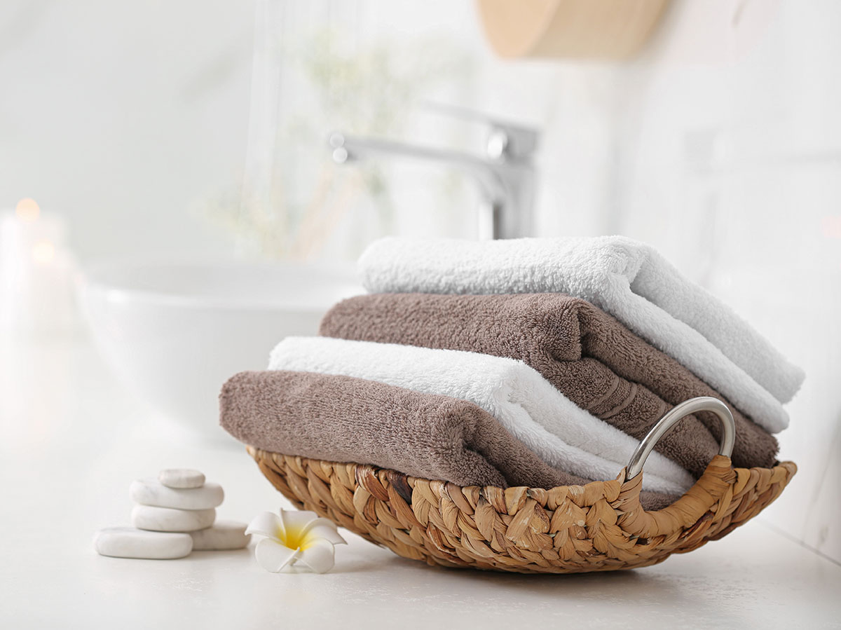 Put Towels in Wicker Baskets