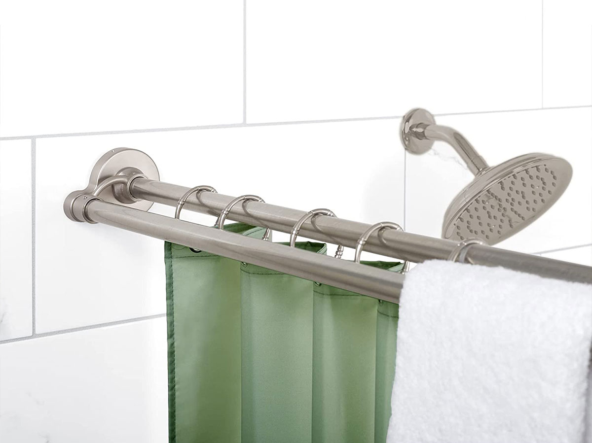 Add a Second Shower Rod for More Storage