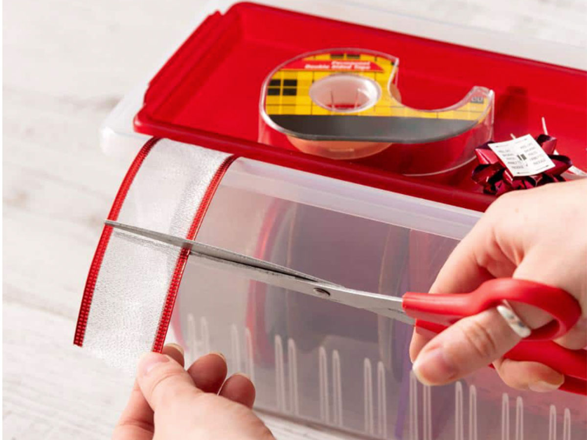 Organize Your Ribbon in Plastic Bins