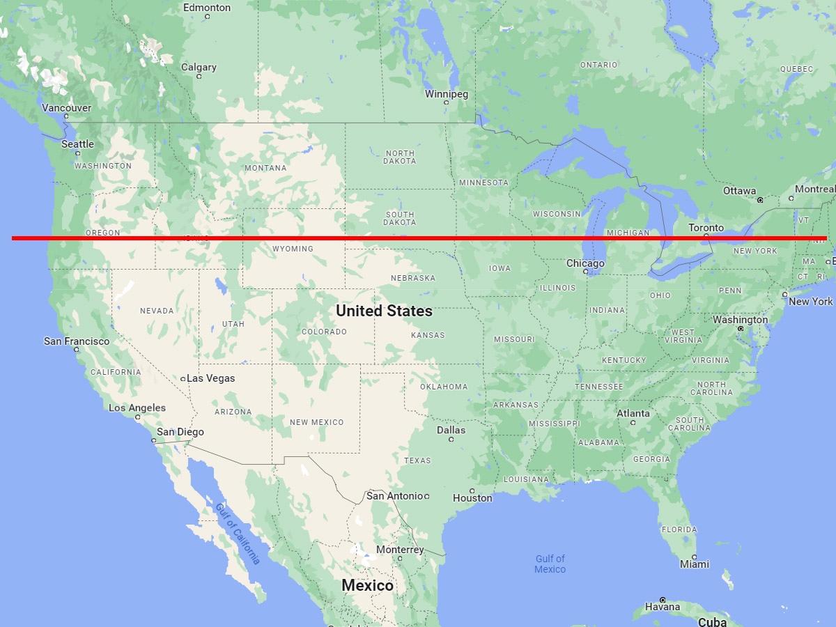 Canada is North of the United States