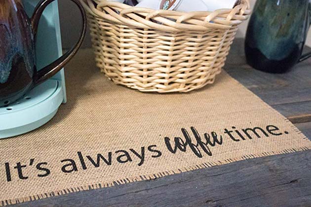 Coffee Maker Burlap Placemat