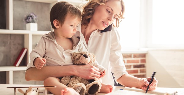 Working mom struggles to balance a family and career.