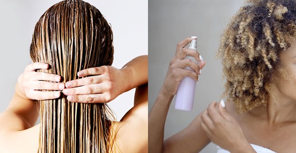 women putting product in their hair