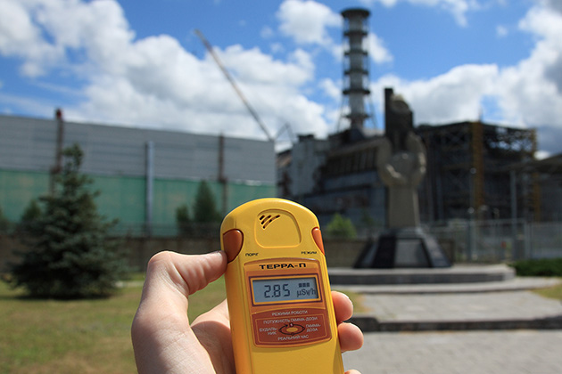 A Dosimeter Showing Raditation Levels Near Abandoned Reactor 4 Statue