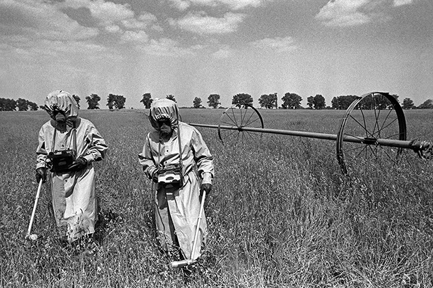 Liquidators Measuring Radiation Levels in the Chernobyl Aftermath