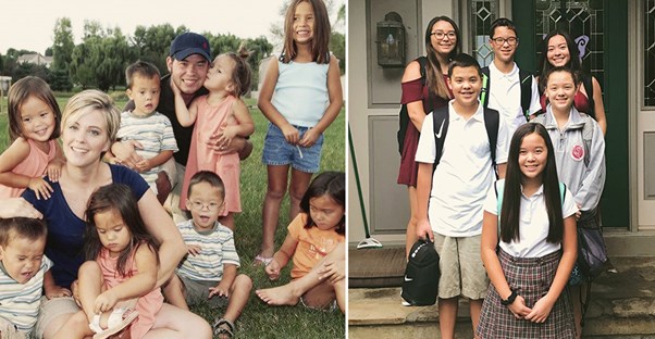 Jon and Kate plus their eight kids, then and now.