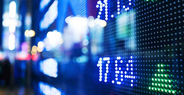 Stocks rising and falling.