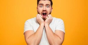Man dealing with hiccups