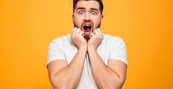 Man dealing with hiccups