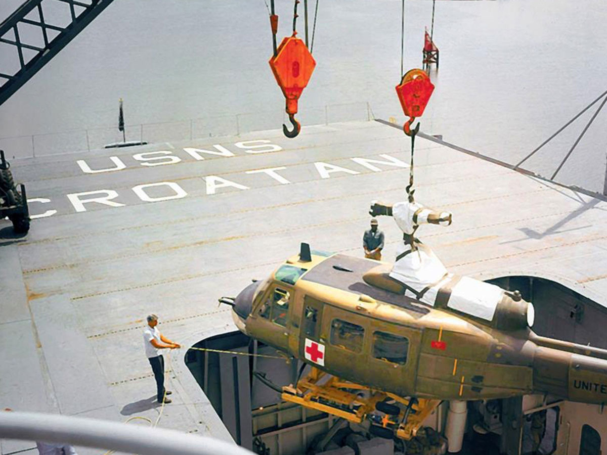 Huey Medevac on USS Croatan