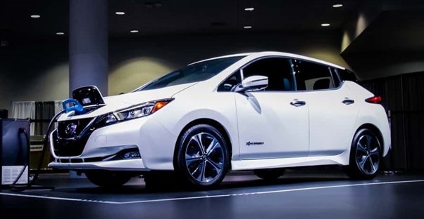 a white 2019 nissan leaf