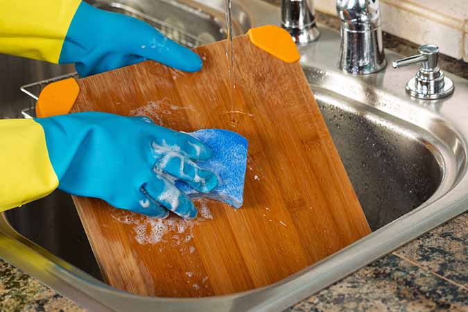 Washing Cutting Boards with Dish Soap