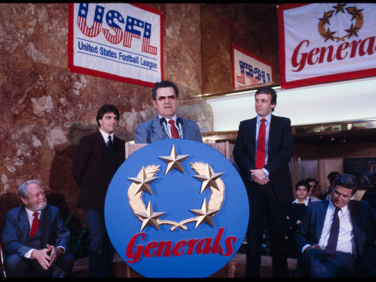 Trump With Doug Flutie at a Press Conference in Trump Tower