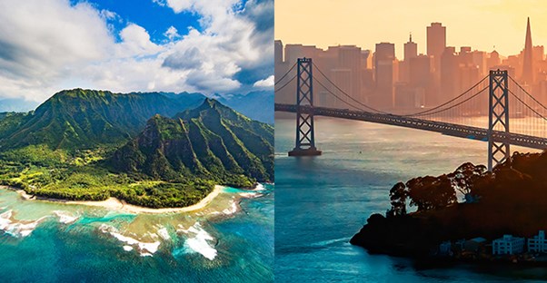 hawaii and california