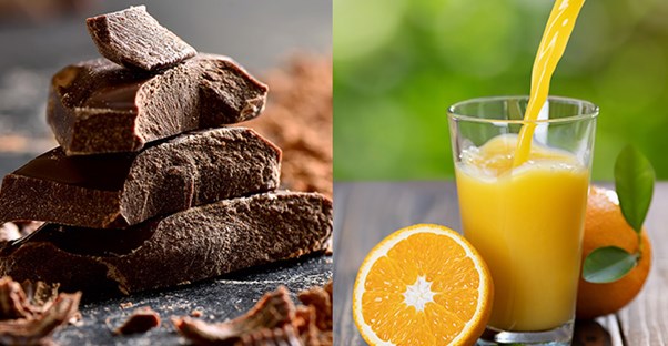 dark chocolate and orange juice