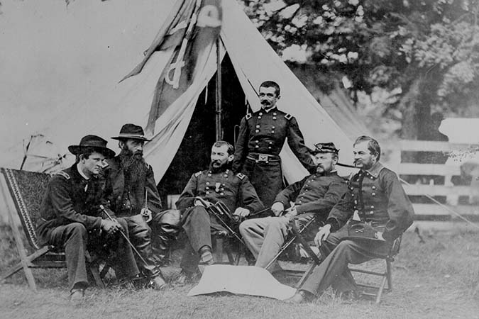 Union Maj. General Sheridan poses with his Generals in Front of His Tent