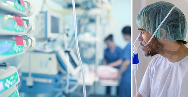 hospital room and guy on oxygen