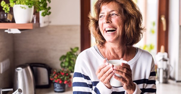 A person drinking coffee