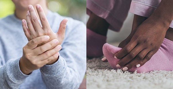 woman with painful hand and foot