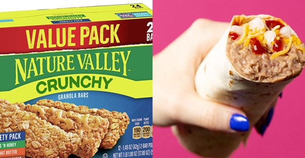 Nature Valley Crunchy Granola Bars and Taco Bell Bean Burrito