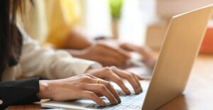 Woman on a laptop computer